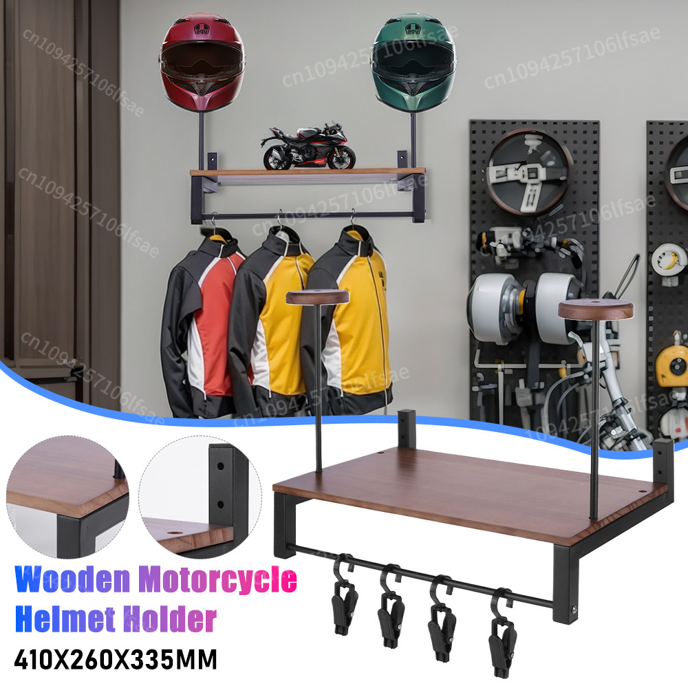 Motorcycle Gear Display Rack - Rack de exibição de madeira para