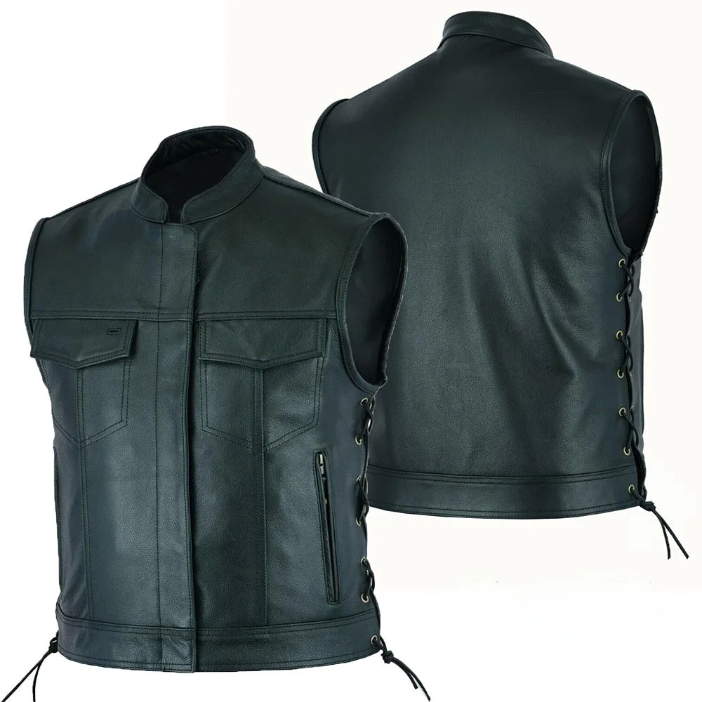 Colete de couro punk moda casu - Motorcycle Gear Vest avaliação e preço