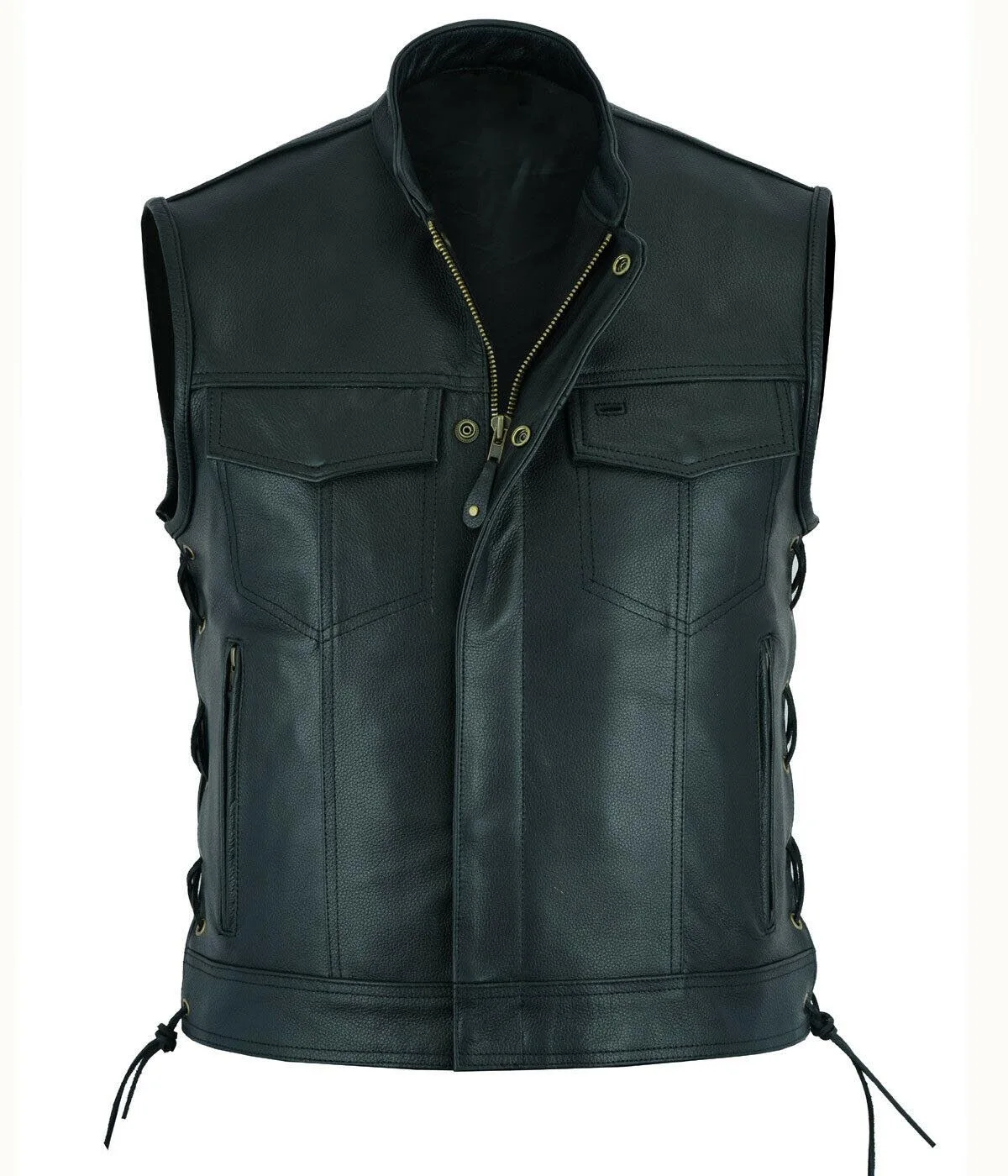 Colete de couro punk moda casu - Motorcycle Gear Vest avaliação e preço